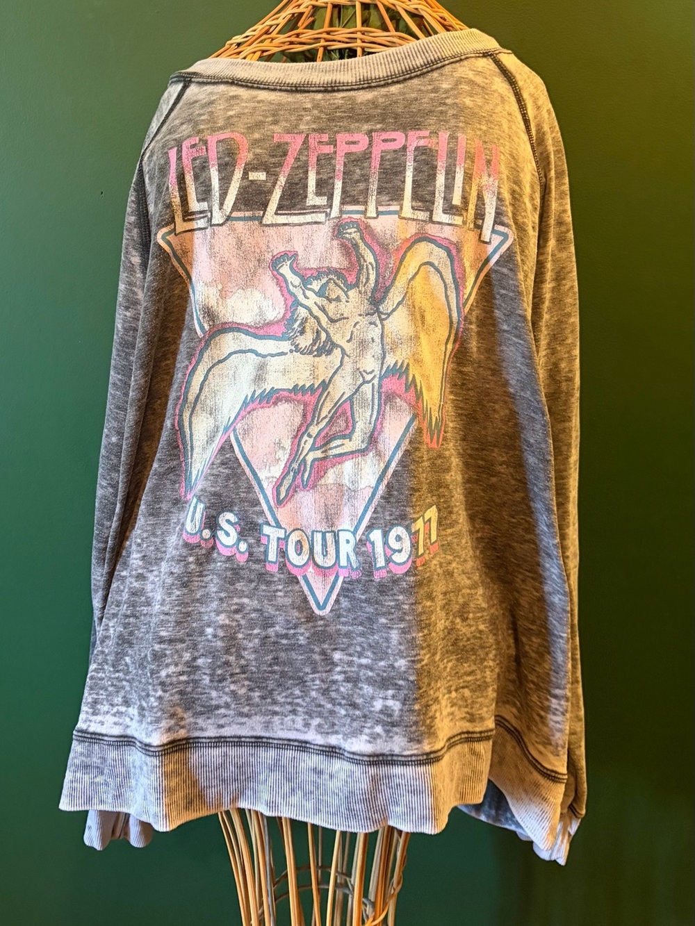 Recycled Karma Gray Graphic Sweatshirt with Pink, Yellow and Blue Accents